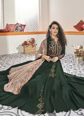 green embroidered viscose readymade suits 2