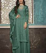 Green Embroidered Georgette Party Wear Salwar Kameez