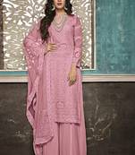 Pink Embroidered Georgette Party Wear Salwar Kameez