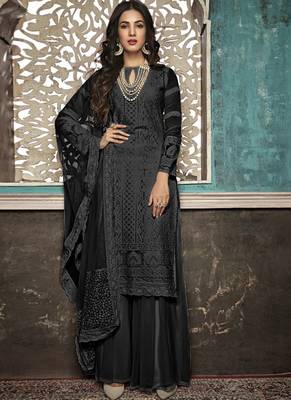 Black Embroidered Georgette Party Wear Salwar Kameez 1