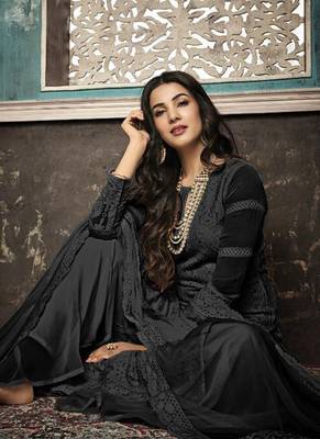 Black Embroidered Georgette Party Wear Salwar Kameez 2