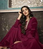 Maroon Embroidered Georgette Party Wear Salwar Kameez