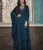 Blue Embroidered Georgette Party Wear Salwar Kameez