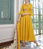 Yellow Embroidered Silk Blend Party Wear Salwar Kameez