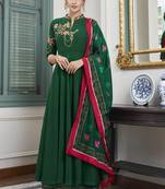 Green Embroidered Silk Blend Party Wear Salwar Kameez