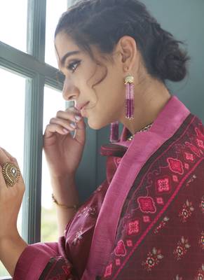Maroon Embroidered Silk Blend Party Wear Salwar Kameez 4