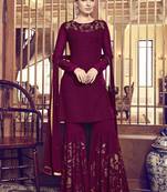 Pink Embroidered Georgette Sharara