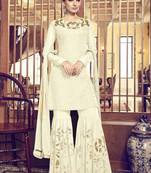 White Embroidered Georgette Sharara