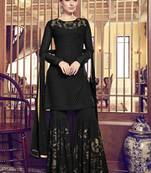 Black Embroidered Georgette Sharara