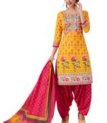 Yellow Printed Cotton Salwar