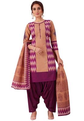 Beige Printed Cotton Salwar 1