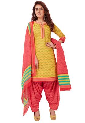 Yellow Printed Cotton Salwar 1