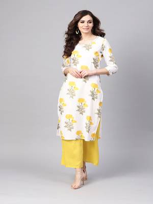   White Hand Block Printed Straight Cotton Kurta 1