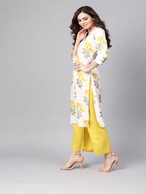   White Hand Block Printed Straight Cotton Kurta 2