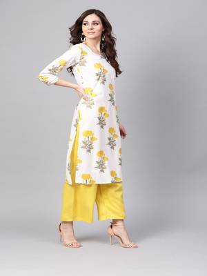   White Hand Block Printed Straight Cotton Kurta 3