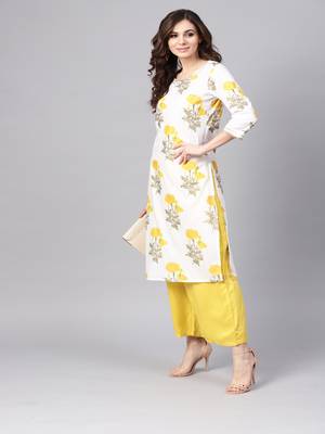   White Hand Block Printed Straight Cotton Kurta 5