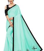Sky blue plain art silk saree with blouse