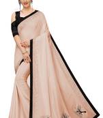 Light orange plain art silk saree with blouse