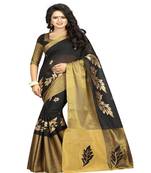 Black embroidered cotton saree with blouse