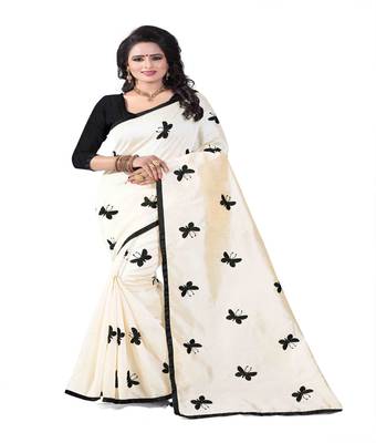 Black embroidered silk saree with blouse 1