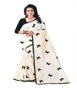 Black embroidered silk saree with blouse