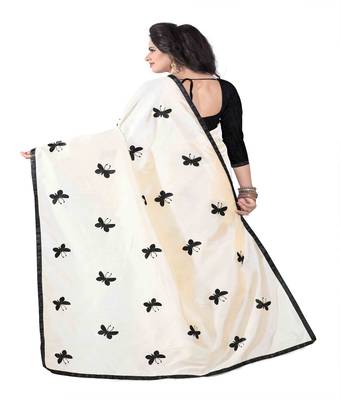 Black embroidered silk saree with blouse 2