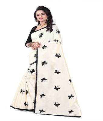 Black embroidered silk saree with blouse 3
