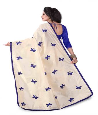 Blue embroidered silk saree with blouse 2