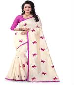 Pink embroidered silk saree with blouse
