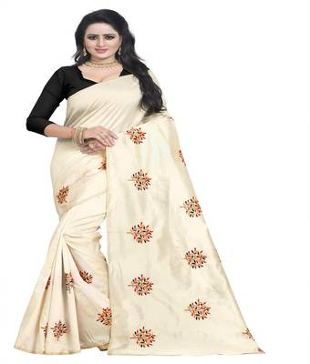Black embroidered silk saree with blouse 1