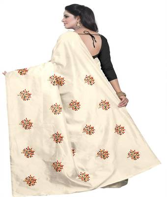 Black embroidered silk saree with blouse 2