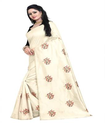 Black embroidered silk saree with blouse 3