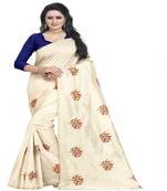 Blue embroidered silk saree with blouse