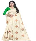 Green embroidered silk saree with blouse