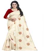 Maroon embroidered silk saree with blouse