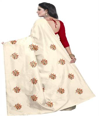 Maroon embroidered silk saree with blouse 2