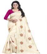 Pink embroidered silk saree with blouse