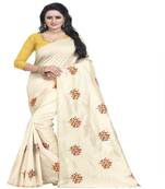 Yellow embroidered silk saree with blouse