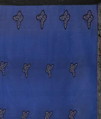 Blue printed silk saree with blouse 4