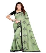 Green printed silk saree with blouse