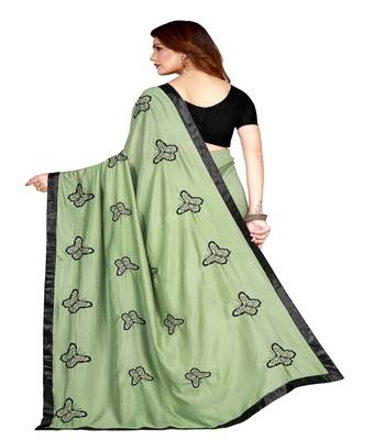 Green printed silk saree with blouse 2