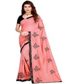 Pink printed silk saree with blouse