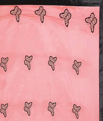 Pink printed silk saree with blouse 4