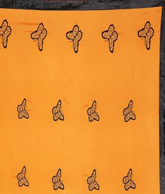 Yellow printed silk saree with blouse 4