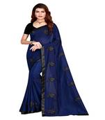 Blue printed silk saree with blouse