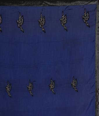 Blue printed silk saree with blouse 4