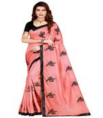 Pink printed silk saree with blouse