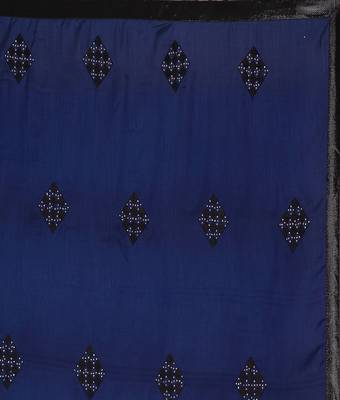 Blue printed silk saree with blouse 4