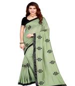Green printed silk saree with blouse