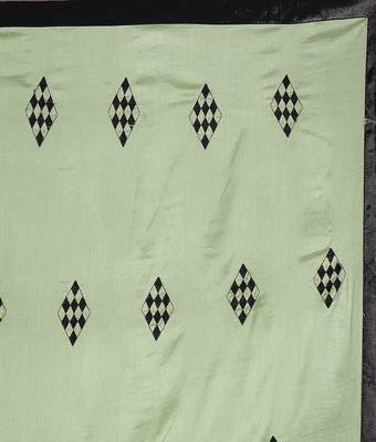 Green printed silk saree with blouse 4